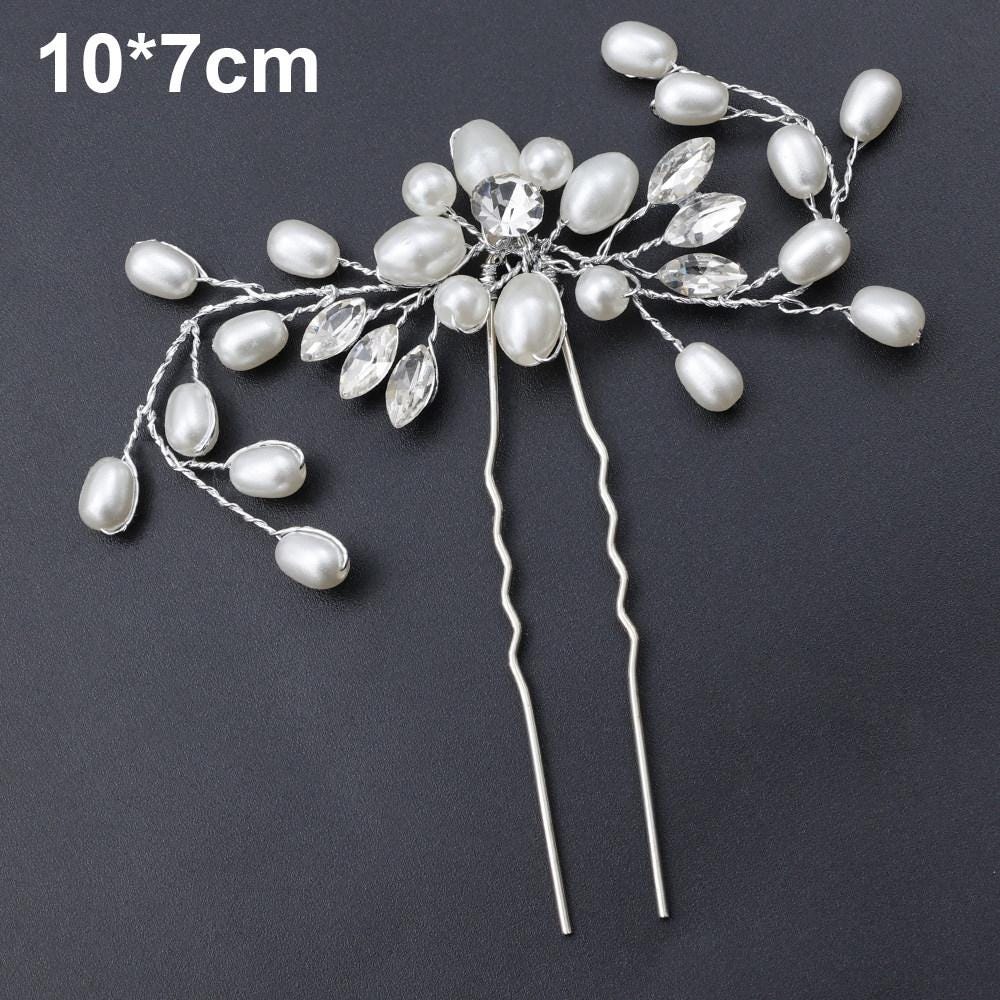 Crystal Pearl Bridal Hair Vine Handmade