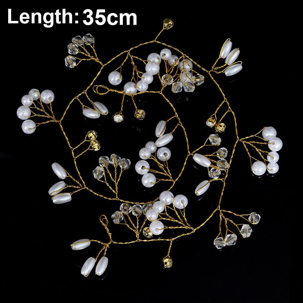 Crystal Pearl Bridal Hair Vine Handmade