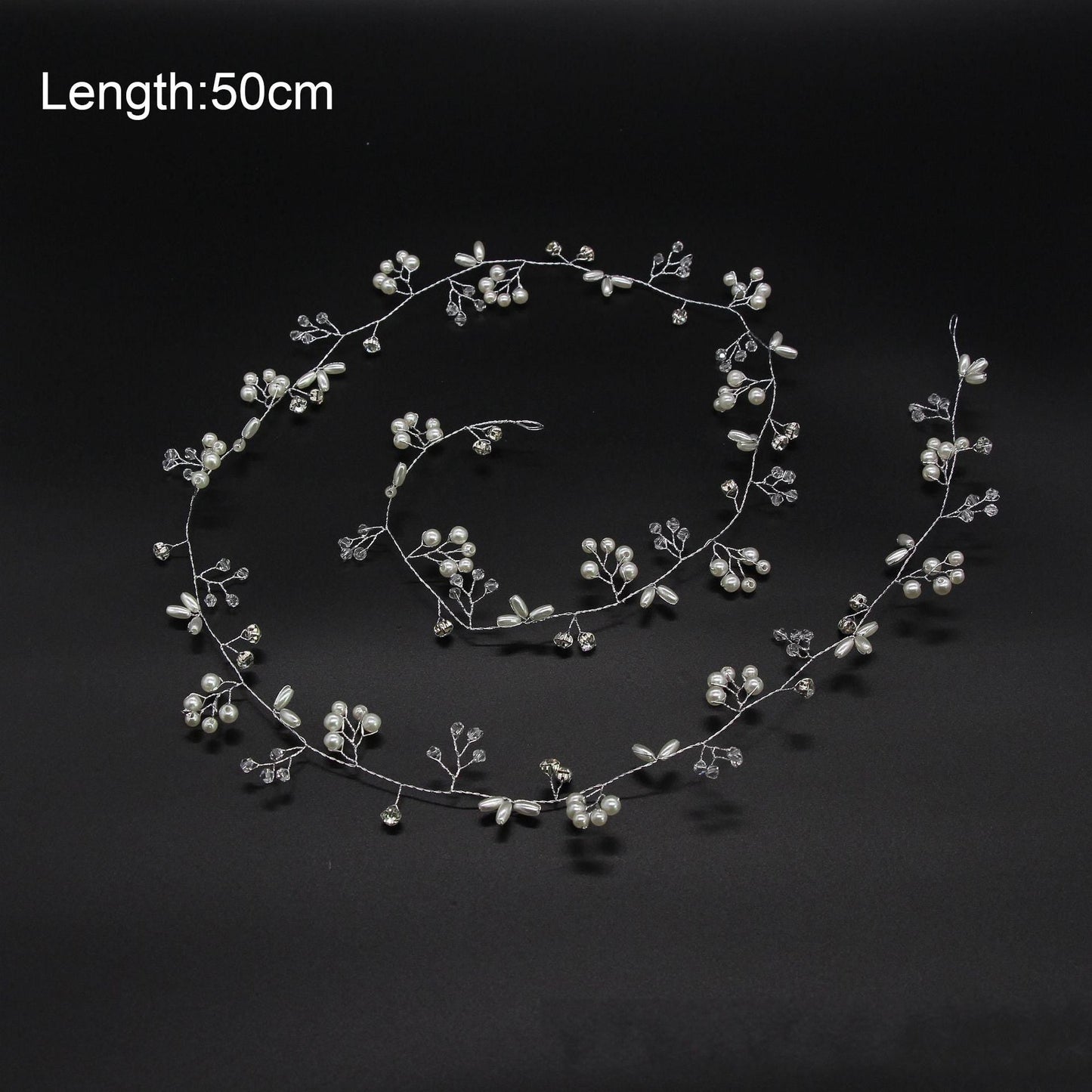 Crystal Pearl Bridal Hair Vine Handmade