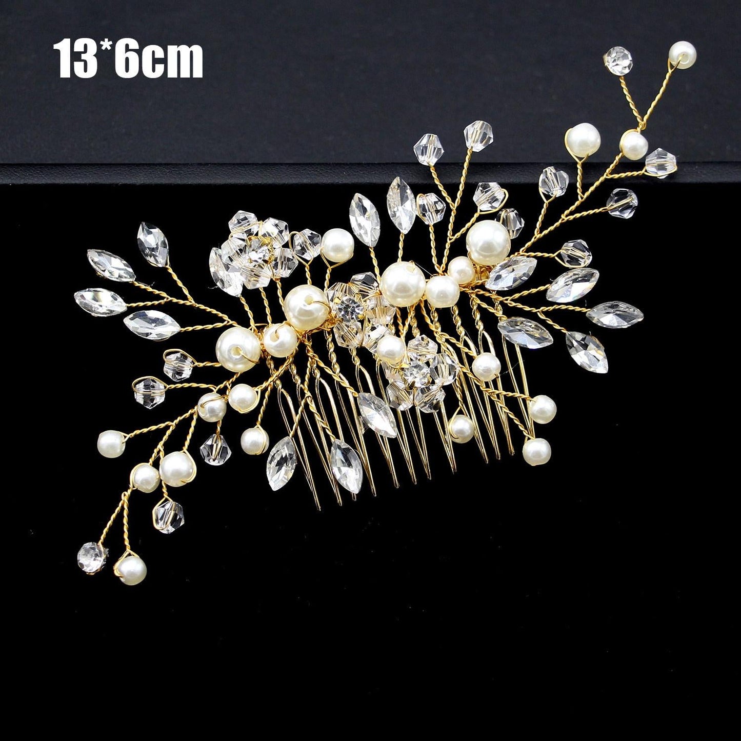 Crystal Pearl Bridal Hair Vine Handmade