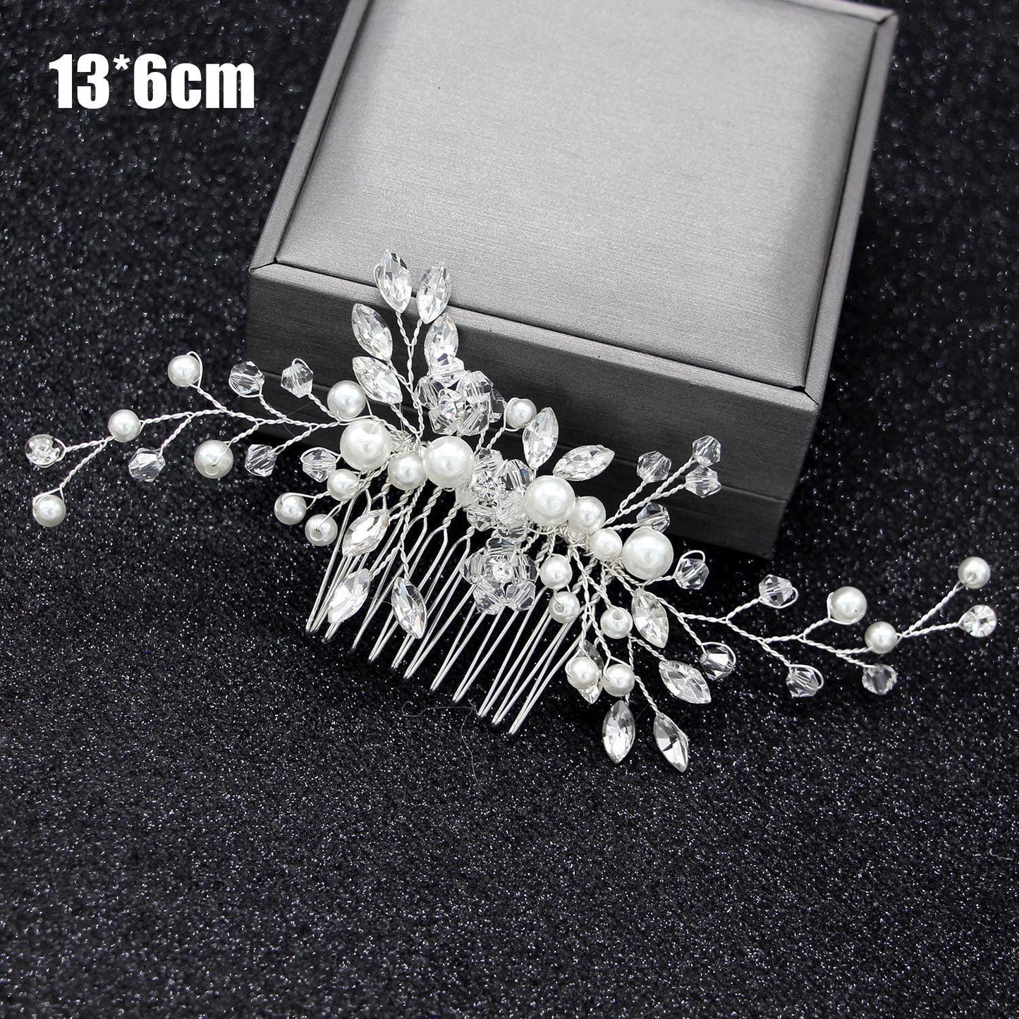 Crystal Pearl Bridal Hair Vine Handmade