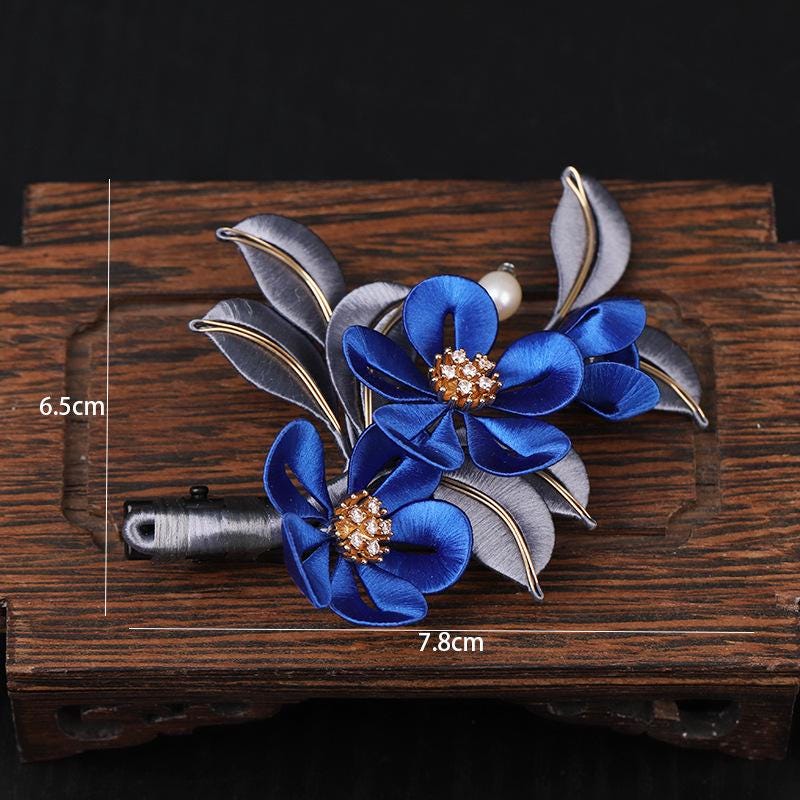 Handmade Silk Flower Hair Clip Pearl Bee Hairpin