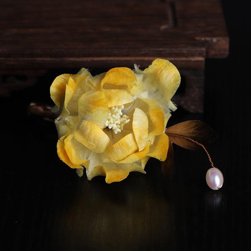 Handmade Silk Flower Hair Clip Pearl Bee Hairpin