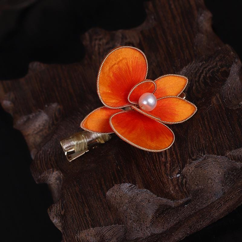 Handmade Silk Flower Hair Clip Pearl Bee Hairpin