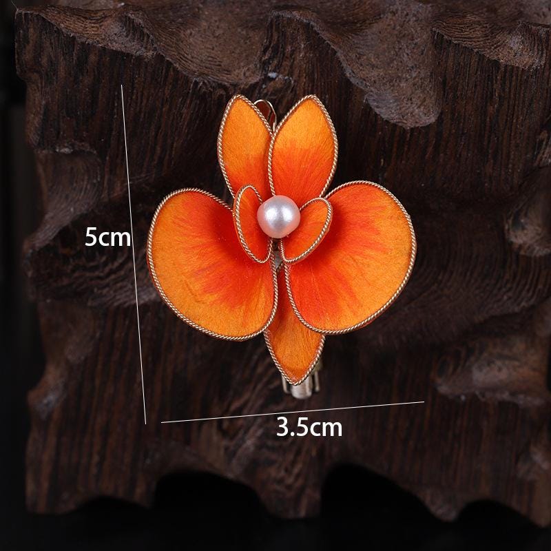 Handmade Silk Flower Hair Clip Pearl Bee Hairpin