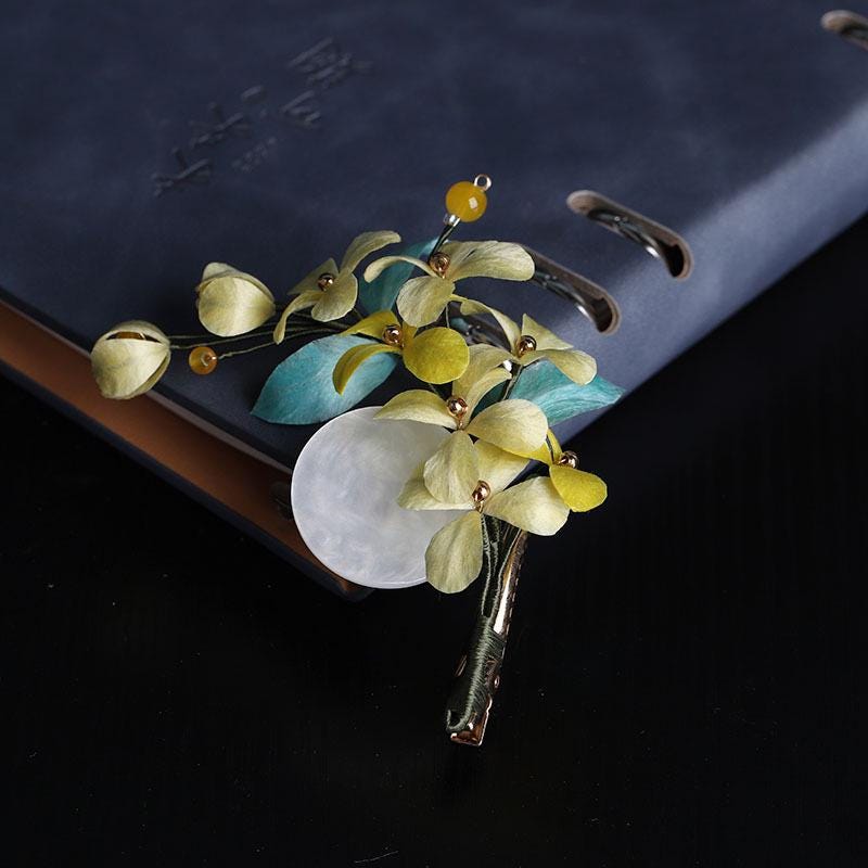 Handmade Silk Flower Hair Clip Pearl Bee Hairpin