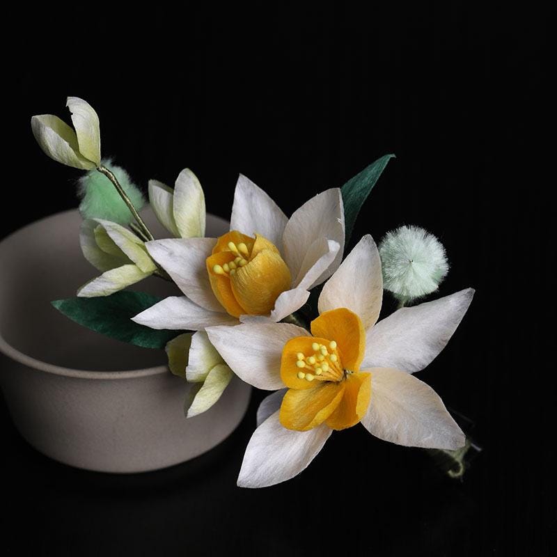 Handmade Silk Flower Hair Clip Pearl Bee Hairpin