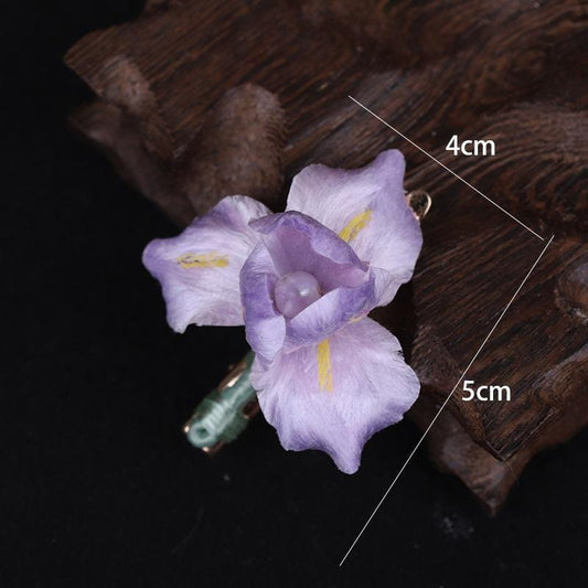 Handmade Silk Flower Hair Clip Traditional Chinese Hair Accessory