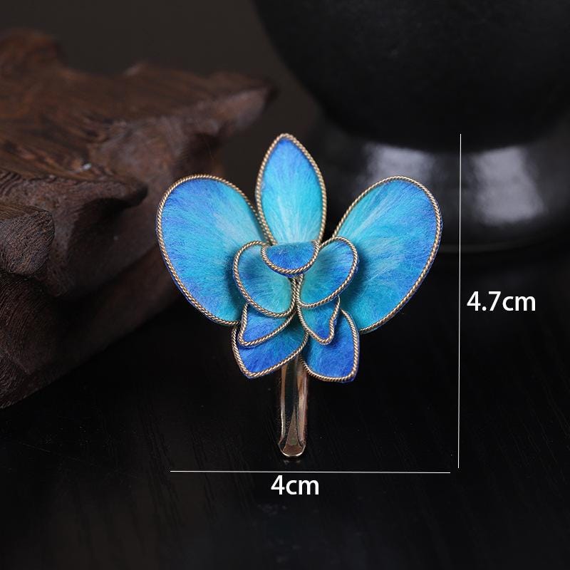 Handmade Silk Flower Hair Clip Traditional Chinese Hair Accessory