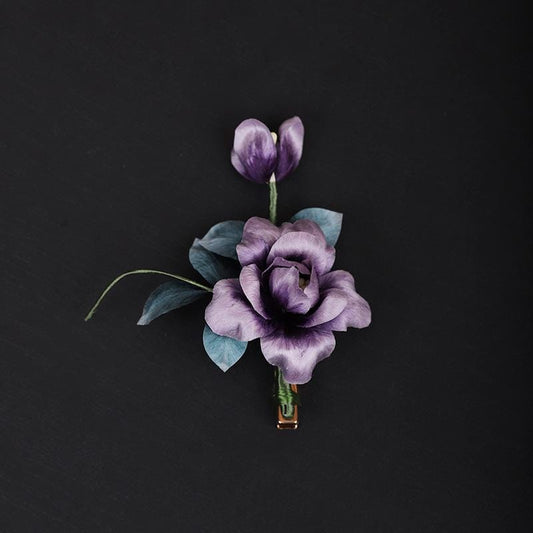 andmade Silk Flower Hair Accessory Pearls Hand Woven Leaves