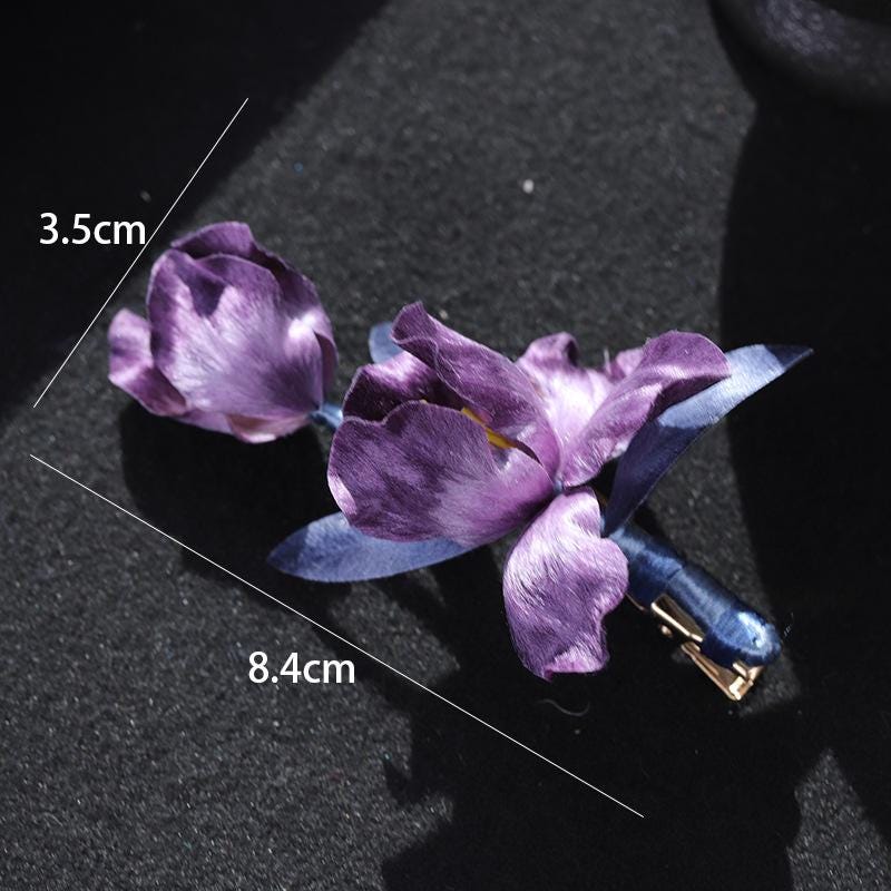 andmade Silk Flower Hair Accessory Pearls Hand Woven Leaves