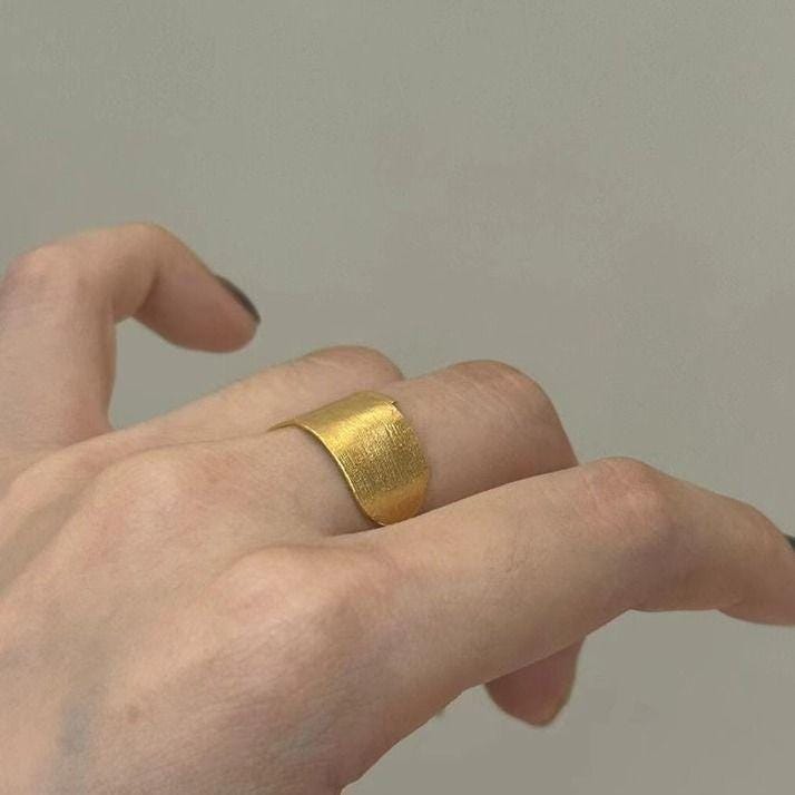 Handmade Brushed Agarwood Statement Ring