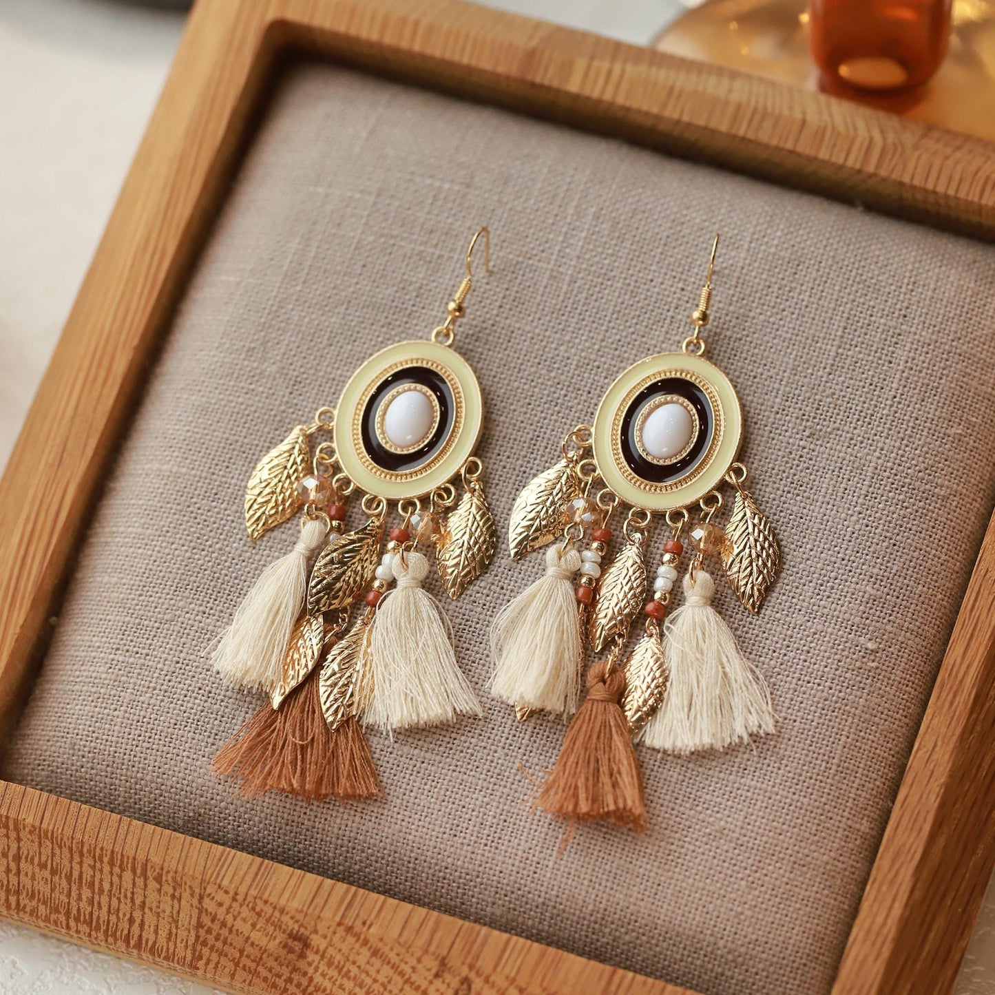 Boho Tassel Drop Earrings Handmade Gold