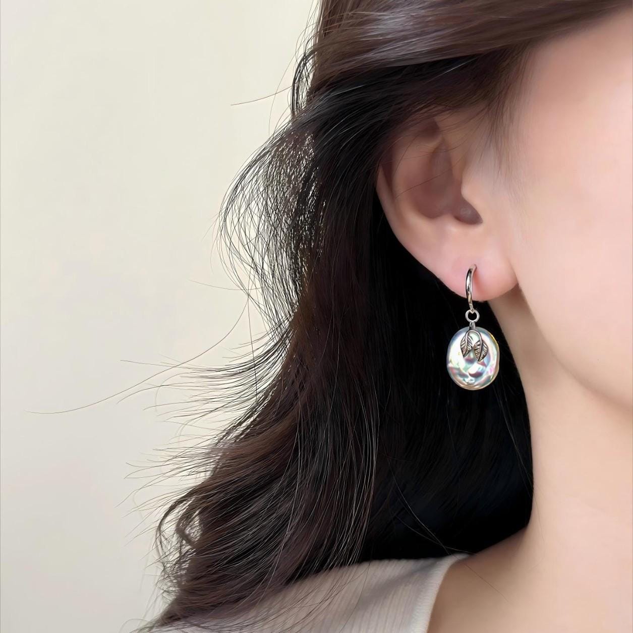 Handmade Turquoise Baroque Pearl Drop Earrings Vintage Gold Silver Bridal