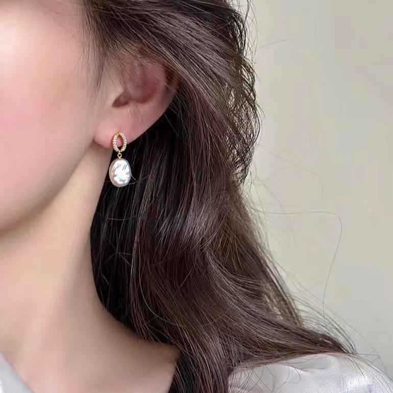 Handmade Turquoise Baroque Pearl Drop Earrings Vintage Gold Silver Bridal