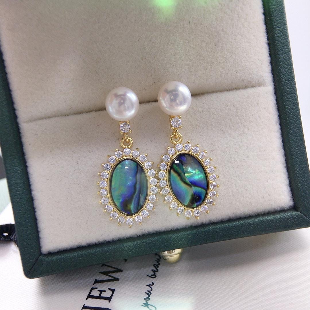 Handmade Turquoise Baroque Pearl Drop Earrings Vintage Gold Silver Bridal