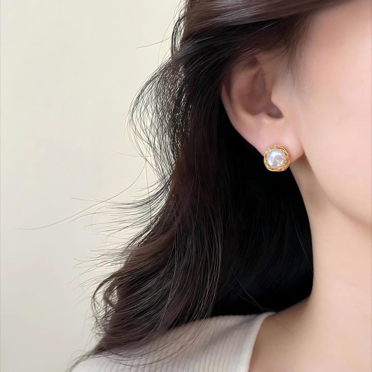 Handmade Turquoise Baroque Pearl Drop Earrings Vintage Gold Silver Bridal