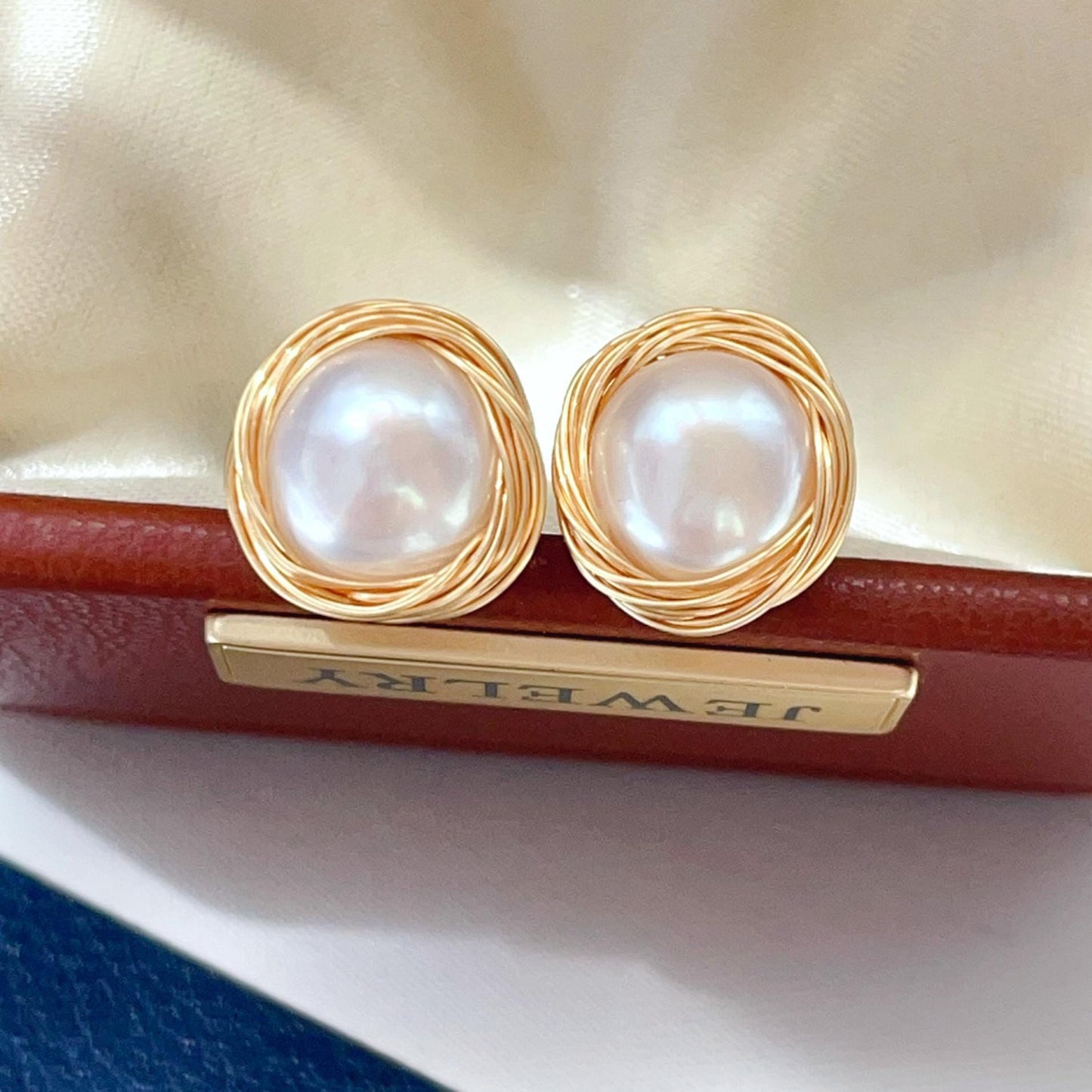 Handmade Turquoise Baroque Pearl Drop Earrings Vintage Gold Silver Bridal