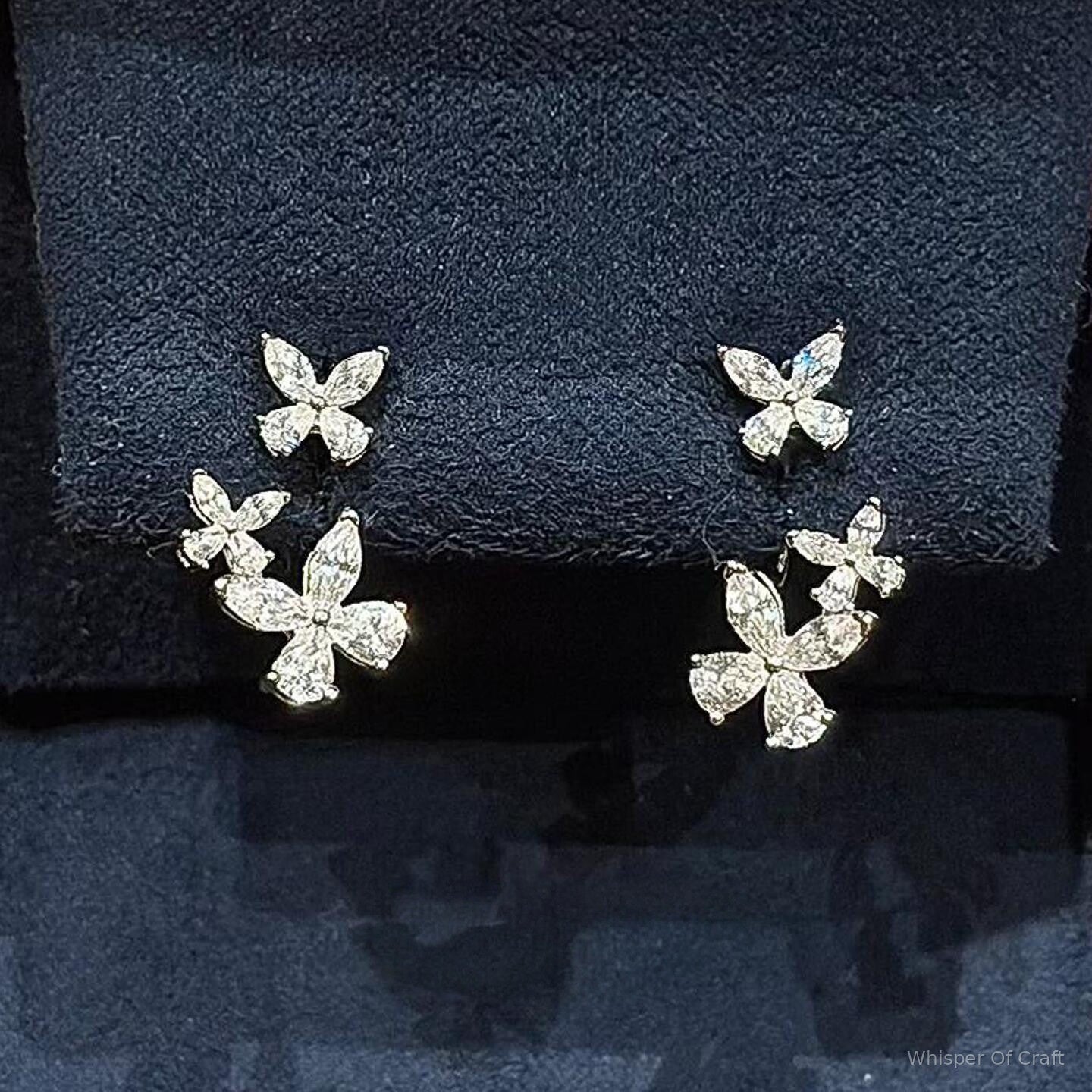S925 Sterling Silver Floral Butterfly Wraparound Stud Earrings